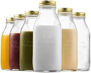 Bormioli Rocco Quattro Stagioni Glass Milk Bottle 33.75 Ounce, 6 Pack, Clear