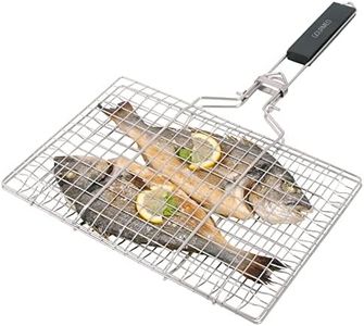 GOURMEO BBQ Panier Grille avec Poignées - Acier Inoxydable Paniers pour Grillades en Extérieur - Plat de Cuisson Legumes & Viande Barbecue avec Trous