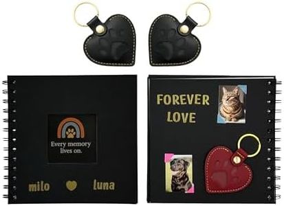 PLUSYYY Pet Fur Keepsake Keychain Family Set - Dog & Cat Hair Memory Charm with Mini Photo Album & DIY Stickers (2 Black, 1 Red)