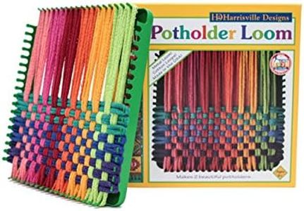 Harrisville Designs Potholder 7" Traditional Size Potholder Loom Kit with Cotton Loops Make 2 Potholders, Weaving Crafts for Kids & Adults-Multi