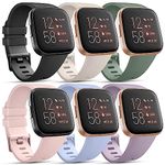 Pack 6 Strap for Fitbit Versa 2 Straps /Fitbit Versa Strap/Fitbit Versa Lite Strap for Women Men,Silicone Sport Classic Replacement Compatible with Fitbit Versa Lite/Fitbit Versa 2/Versa(S,Pack C)