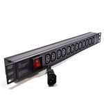 kenable Power Distribution Unit 12 Way C13 IEC 19 inch Horizontal PDU to C14 Plug [12 Way Horizontal] 1.8m [1.8 metres]