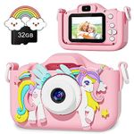 Colofree Kids Camera, Kids Digital Camera for 3 4 5 6 7 8 9 10 11 12 Year Old Boys/Girls, Toddler Camera Christmas Birthday Festival Gifts, Kids Camera Toys with 32G SD Card (Pink-03)