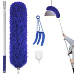 Feather Duster, Extendable Dusters for Cleaning with 16-84 Inch Telescopic Pole,Reusable Washable Long Duster with Silicone Cap and Blind Cleaner for Ceiling Fan,Blinds and Furniture