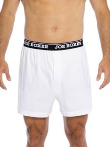 Joe Boxer Men's 3 Pack Cotton Loose Boxer, White, L