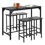 ALIMORDEN 5-Piece Dining Table Set, Modern Kitchen Table and 4 Chairs, Breakfast Nook, Small Space for Living Room, Dining Room and Kitchen, Black