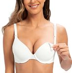 MELENECA Women's Breastfeeding Padded Plus Size Convertible Underwire Nursing Bra White 34E