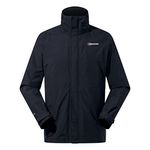 Berghaus Men's Hillwalker 3-in-1 Gore-Tex Waterproof Jacket, Durable, Breathable Rain Coat, Black, S