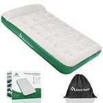 Brace Master Air Mattress with Pillow, Blow up Air Bed, Waterproof Flocked Air Mattress Double, 203 x99 x 28cm, with Storage Bag, Green (Green, Twin Size)