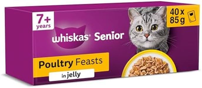 WHISKAS Senior 7+ Wet Cat Food in Jelly 40x85g Poultry Feasts