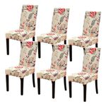 Styleys Chair Covers for Dining Room, Stretch Dining Chair Cover, Washable Spandex Kitchen Chair Slipcovers (Set of 6, Red Leaves, SD3219)