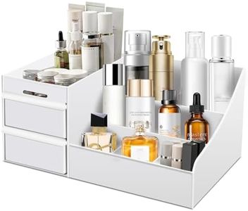 Simbuy Makeup Organizer With Drawers — Countertop Organizer for Cosmetics, Vanity Holder for Lipstick, Brushes, Lotions, Eyeshadow, Nail Polish and Jewelry (White)