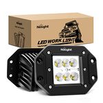 Nilight - NI23C-18W 2PCS 18W Flood LED Work Light Driving Lights Led Light Bar Off Road Led Lights Flush Mount for Jeep Truck Tacoma Bumper ATV UTV,2 Years Warranty