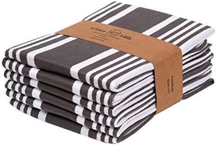 Urban Villa Kitchen Towels,Trendy Stripes, 100% Cotton Dish Towels, Mitered Corners, (Size: 51X76 CMS) Dove Grey/White Highly Absorbent Bar Towels & Tea Towels - (Set of 6)