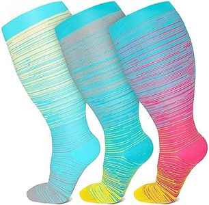 3 Pack Copper Compression Socks - Compression Socks Women & Men Circulation - Best for Medical,Running,Athletic, A09-white/Pink/Gray (3 Pack), 3X-Large