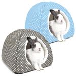 Tierecare 2 Pack Rabbit Hideout Large Bunny Bed Washable Rabbit House and Hideout Fleece Guinea Pig Hiding Hut for Indoor Bunnies Small Animal Hideaway