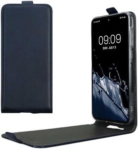 kwmobile Vertical Flip Case Compatible with Samsung Galaxy A55 5G - Case PU Leather Protective Flip Cover with Magnet - Dark Blue