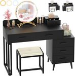 Black Vanity Desk with Mirror and L