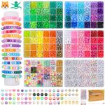 4000pcs Friendship Bracelet Making Kit Included 96 Colors Kandi Pony Beads,Letter Beads,Hair Beads,Bracelet Making Kit Gifts in Christmas Thanksgiving Day Birthday