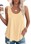 isermeo Women Scoop Neck Ribbed Tank Tops Loose Fitted Cotton Camisole Basic Sleeveless Cured Hem Shirts Yellow S