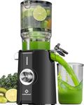Rush Clear Slow Masticating Juicer Machines, Cold Press Juicer with No-Prep 4.35" Feed Chute Fit Whole Fruits & Vegetables Juicer Machine Easy to Clean, LINKChef 42oz Capacity, 200w, Blackout