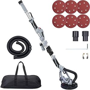 Drywall Sander, Electric Motor Sander with LED light, 710W, 800-1700RPM Variable Speed, Expandable and Foldable Handle, 6 Pieces of Sandpaper, Carrying Bag