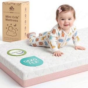 DeerFable Pack and Play Mattress, Dual Sided Memory Foam 38x26x3 Inch, Pink
