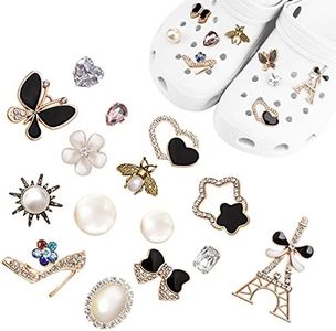 15 Piezas, Encantadores Encantos de Zapatos de Diamantes de Cristal, Encantos de Decoración de Zapatos de Joyería de Moda para Sandalias de Zueco, Bonitos Encantos de Zuecos para Mujeres y Niñas