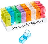 1 Month Pill Dispenser Tablet Box Organiser 2 Clearly Marked Compartments per Day, AM and PM for those who take many Tablets Every Day Easy Medication Management and Organisation Ideal for Travel