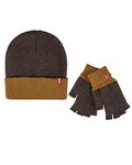 Levi's Men's Reversible Warm Winter Beanie with Fingerless Glove Set, Tan, One Size