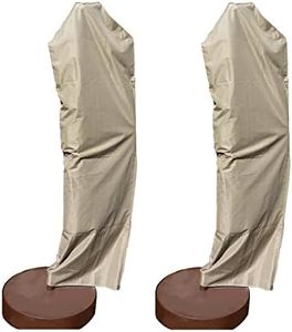 Formosa Covers | Premium Tight Weave Outdoor Patio Umbrella Cover - Heavy Duty Weatherproof Fabric - Easy on Universal Off-Center Cantilevers (Pack of 2) (Taupe)