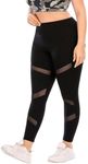 Plus Size Leggings, Black Mesh Yoga