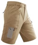 TACVASEN Men's Golf Shorts Stretch Waist Casual Shorts Men Climbing Shorts Men Zipper Pocket Shorts Men Hiking Cargo Shorts Quick Dry Khaki