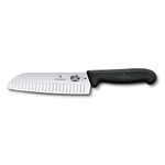 Victorinox, Swiss Made, Black Fibrix Santoku Knife with Non-Slip, Ergonomic Handle, 17 cm Blade - 5.2523.17, Medium