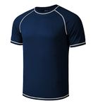 Idtswch Mens Big and Tall Swim Shirt Sun Protection UPF 50+ Rash Gard Quick Dry T-Shirt Navy