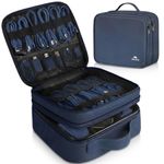 MATEIN Cord Organizer Case with Adjustable Divider, DJ Cable File Bag for Electronic Storage, USB Cable, Charger, Tech Accessories, Shockproof Portable Double Layer Cord Bags, Blue