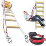 Emergency Fire Escape Rope Ladder 3 Story 4 Story Homes 32 Feet Flame Resistant Fire Safety Ladders with Spring Hooks & Safety Belt – Fast Deploy & Simple to Use – Portable, Compact & Easy to Store