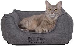 Four Paws Australia Small Dog Bed - CertiPUR-US® Certified Memory Foam, Plush Faux Fur and Jacquard Fabric with Anti-Slip Bottom, Easy-to-Clean Removable Cover