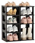 HAIXIN Narrow Shoe Rack - Shoe Shelves for Closet Kid & Women Shoe Rack Adjustable Height 10 Tier Shoe Organizer Plastic Vertical Black Shoe Holder Shoe Stand for Shoe Storage Boots Organzier, Black