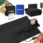 Lunix LX17 Portable Far Infrared Sauna Blanket for Home Relaxation - Temperature Range of 77-176°F - Infrared Sauna Anywhere, with Head Pillow, Detox Wrap, Hot Cold Gel Pack, Jet Black