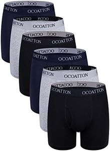 OCOATTON Men's Underwear Cotton Boxer Briefs Big and Tall 6-Pack, 2black+2blue+2gray, 4X-Large Big Tall