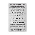 SOUSYOKYO My Step Son Gifts Bonus Son Card, Stepson Wedding Day Gifts from Stepmom Stepdad, Engraved Wallet Card for Step Son Birthday, Adopted Son Gifts, Christmas Father's Day Present for Stepson