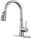 WOWOW Kitchen Faucets with Pull Down Sprayer, Stainless Steel Kitchen Sink Faucet Brushed Nickel Kitchen Faucet for Sinks 1 or 3 Hole Kitchen Tap Modern Rv Kitchen Faucet with Adapter