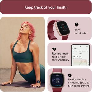 Fitbit Versa 4 Smartwatch – Beet Copper Rose, Fitness Tracker