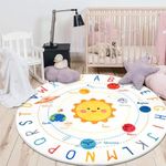 HEBE 4ft Round Kids Play Rug ABC Al