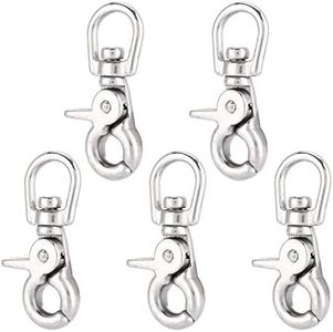 Whirling Snap Hooks, Stainless Steel Spring Eye Snaps Durable Trigger Marine Boat Hook Clasp Scissors Clasp Houseboat Accessories for Anchor Ropes and Cables(5 pcs)