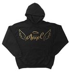 Kebeker Design Clothing Angel with Gold Wings Hoodie Unisex Men & Women Fashion Angel Sweater Graphic Art (Black, Small)