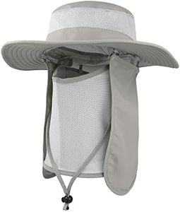 ASY Outdoor Sun Hat UPF 50 Protection Boonie Waterproof Fishing Cap for Men & Women Face Cover Summer Removable Mesh Neck Face Flap Hat