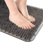 OTHWAY Shower Foot Scrubber Mat, Shower Matt Non Slip with Soft Grassy Bristles, Shower Mat for Inside Walk-in Shower, Foot Massager Bathtub Mat Non-Slip, Anti Slip Bath Mat for Tub(26X14 Clear Grey)