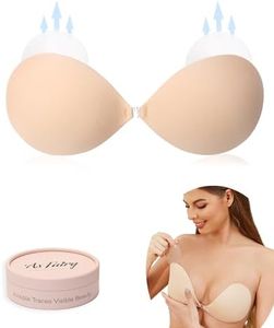As Fairy Adhesive Sticky Bra for Women Push Up Invisible Reusable Strapless Silicone Bras with Breast Lift for Backless Dress (Nude D)